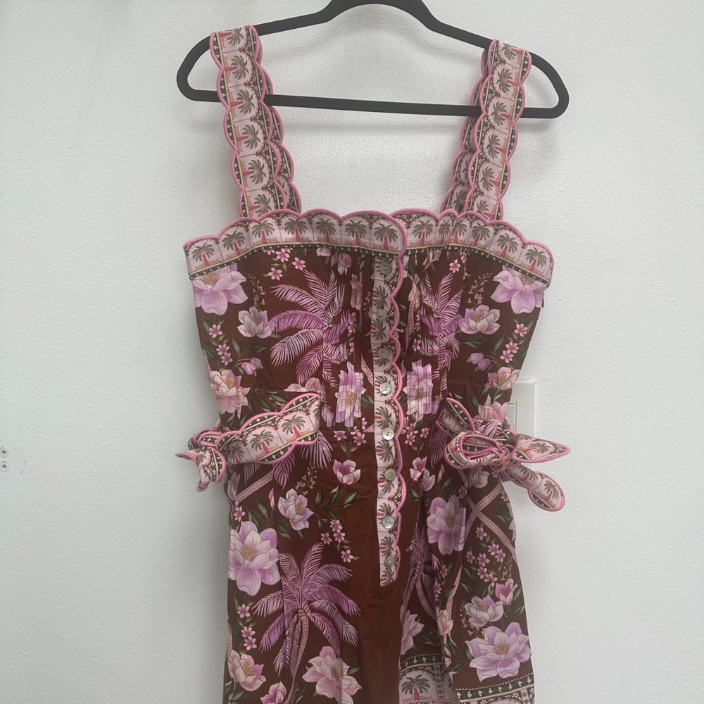 FARM Rio Tropical Pink and Brown Romper